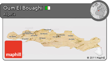 Satellite Panoramic Map of Oum El Bouaghi, cropped outside