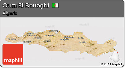 Satellite Panoramic Map of Oum El Bouaghi, cropped outside