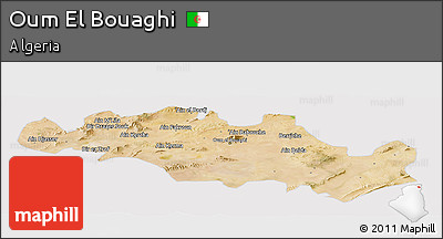 Satellite Panoramic Map of Oum El Bouaghi, cropped outside