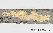 Satellite Panoramic Map of Oum El Bouaghi, darken, semi-desaturated