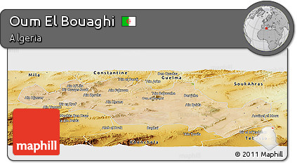 Satellite Panoramic Map of Oum El Bouaghi, physical outside