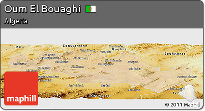 Satellite Panoramic Map of Oum El Bouaghi, physical outside