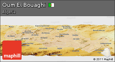 Satellite Panoramic Map of Oum El Bouaghi, physical outside