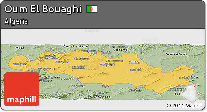 Savanna Style Panoramic Map of Oum El Bouaghi