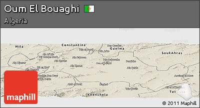 Shaded Relief Panoramic Map of Oum El Bouaghi