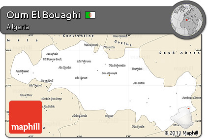 Classic Style Simple Map of Oum El Bouaghi