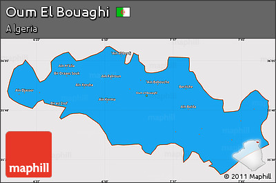Political Simple Map of Oum El Bouaghi, cropped outside