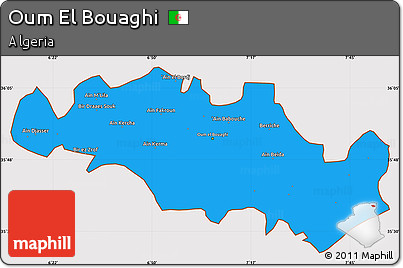 Political Simple Map of Oum El Bouaghi, cropped outside