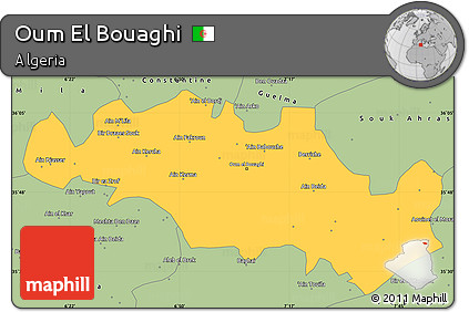 Savanna Style Simple Map of Oum El Bouaghi