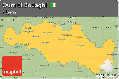 Savanna Style Simple Map of Oum El Bouaghi