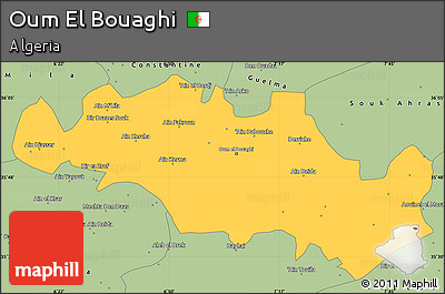Savanna Style Simple Map of Oum El Bouaghi