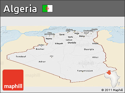 Classic Style Panoramic Map of Algeria, single color outside