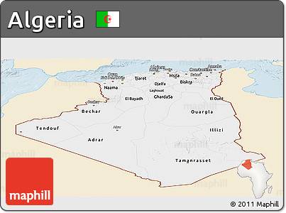 Classic Style Panoramic Map of Algeria, single color outside