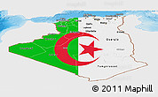 Flag Panoramic Map of Algeria, single color outside, shaded relief sea