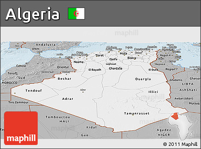 Gray Panoramic Map of Algeria