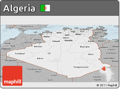 Gray Panoramic Map of Algeria