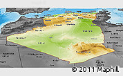 Physical Panoramic Map of Algeria, darken, desaturated, land only