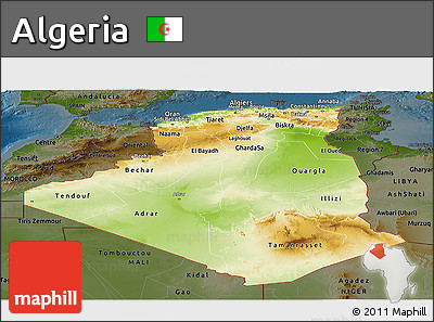 Physical Panoramic Map of Algeria, darken