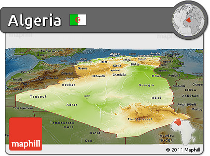 Physical Panoramic Map of Algeria, darken
