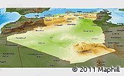 Physical Panoramic Map of Algeria, darken, land only