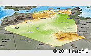 Physical Panoramic Map of Algeria, darken, semi-desaturated, land only