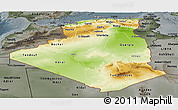 Physical Panoramic Map of Algeria, darken, semi-desaturated