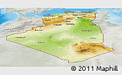 Physical Panoramic Map of Algeria, lighten, semi-desaturated, land only