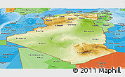 Physical Panoramic Map of Algeria, political shades outside