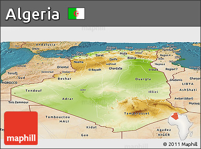 Physical Panoramic Map of Algeria, satellite outside