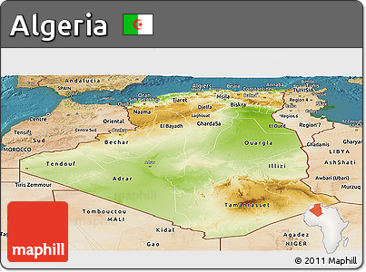 Physical Panoramic Map of Algeria, satellite outside