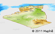 Physical Panoramic Map of Algeria, single color outside, bathymetry sea