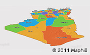 Political Panoramic Map of Algeria, cropped outside