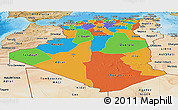 Political Panoramic Map of Algeria, satellite outside, bathymetry sea