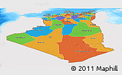 Political Panoramic Map of Algeria, single color outside, bathymetry sea