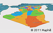 Political Panoramic Map of Algeria, single color outside, satellite sea