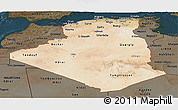 Satellite Panoramic Map of Algeria, darken