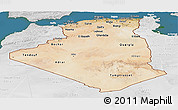 Satellite Panoramic Map of Algeria, lighten, desaturated, land only