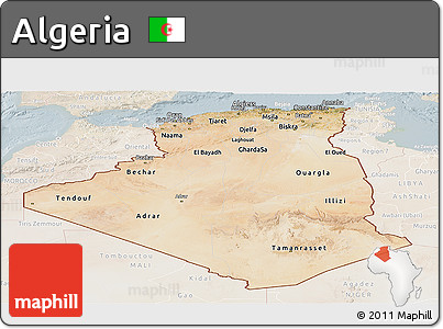 Satellite Panoramic Map of Algeria, lighten