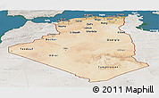 Satellite Panoramic Map of Algeria, lighten, semi-desaturated, land only
