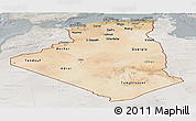 Satellite Panoramic Map of Algeria, lighten, semi-desaturated