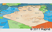 Satellite Panoramic Map of Algeria, political shades outside, satellite sea