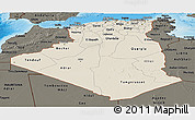 Shaded Relief Panoramic Map of Algeria, darken, land only