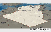 Shaded Relief Panoramic Map of Algeria, darken