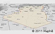 Shaded Relief Panoramic Map of Algeria, desaturated