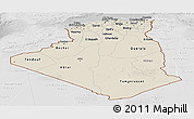 Shaded Relief Panoramic Map of Algeria, lighten, desaturated