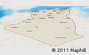 Shaded Relief Panoramic Map of Algeria, lighten, land only