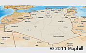 Shaded Relief Panoramic Map of Algeria, satellite outside, shaded relief sea