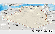 Shaded Relief Panoramic Map of Algeria, semi-desaturated, land only