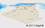 Shaded Relief Panoramic Map of Algeria, single color outside