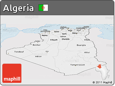 Silver Style Panoramic Map of Algeria, single color outside